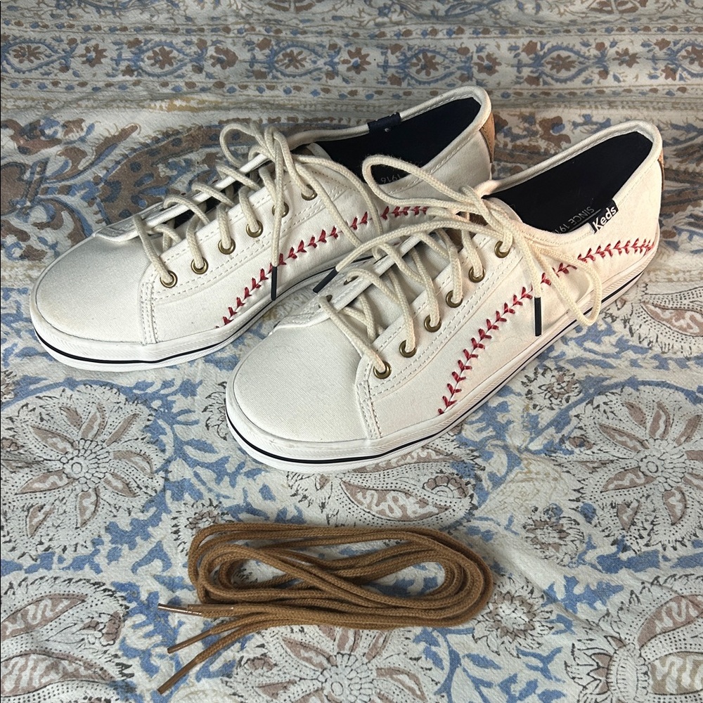 Keds White Canvas Baseball Sneakers